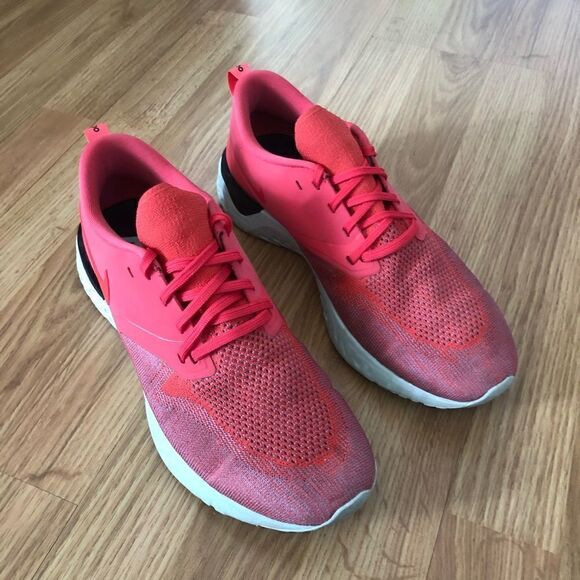 NIKE Odyssey React 2 Flyknit AH1016-800 Ember Glow/Red Running Shoes - Picture 9 of 11